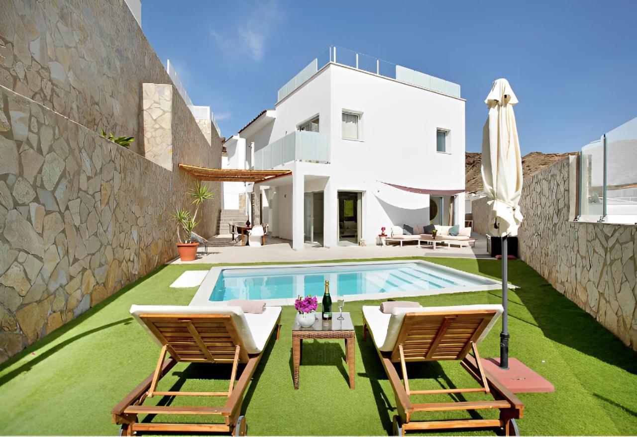 Dream Villa With Heated Pool, Rooftop & Ocean Views Mogán Extérieur photo